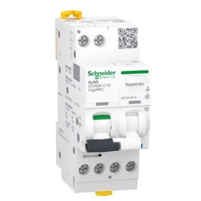Acti9 AFDD, Intreruptor automat diferential, detectie arc electric, iCV40N, 1P+N, curba C, 16A, 6kA, 30mA tip A-SI, VigiARC RCBO Schneider A9TDF3616