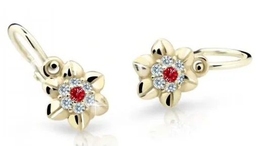 Cutie Jewellery Cercei drăguți din aur galben pentru copii C2202-10-X-1 roșu