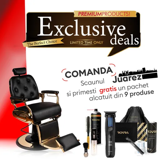 Set 2 - Scaun Frizerie - Juarez - Negru + 9 Produse Cadou
