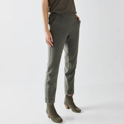 Pantaloni slim fit 7/8 de culoare uni