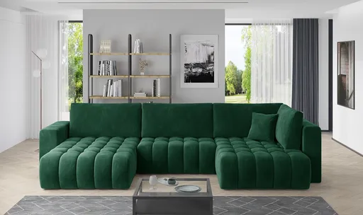 Coltar extensibil stanga 6 locuri ELTAP, LT-35LU, Bonito, 350x175x92 cm, lemn/poliester, verde inchis