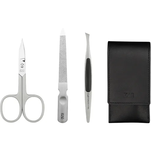 Kai Set pentru unghii în husă din piele BeautyCare – foarfece, pilă, pensetă