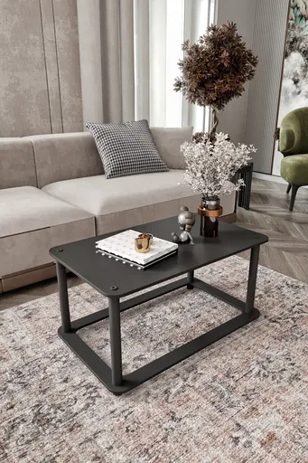 Masuta de cafea, Hanah Home, Hole Rect, 70x38x42 cm, MDF , Negru