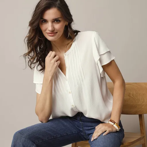 Bluză cămașă cu mâneci scurte fluture