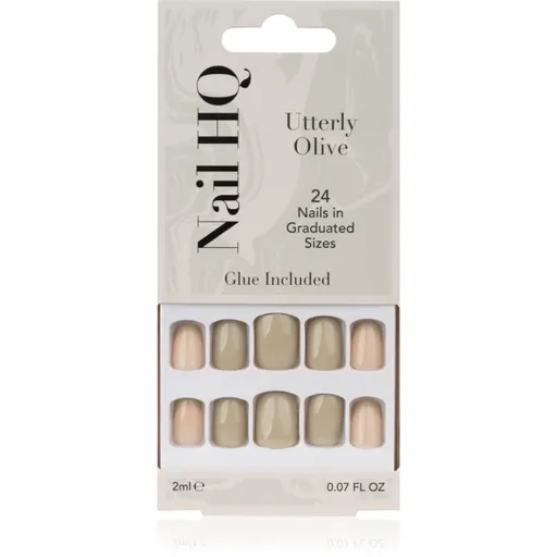Nail HQ Square unghii artificiale Utterly Olive 24 buc