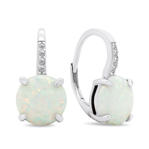 Brilio Silver Cercei unici din argint cu zirconii și opale sintetice EA378W