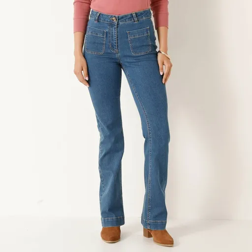 Pantaloni bootcut cu buzunare aplicate