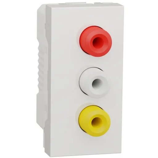 Priza tripla audio/videoRCA 1 modul Schneider Noua Unica NU343118, alb