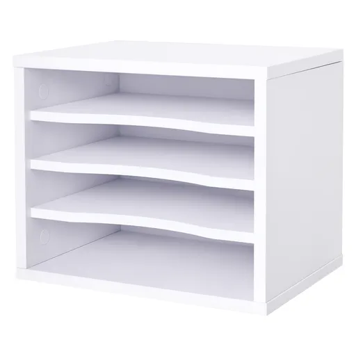 Vinsetto Organizator birou lemn alb cu 4 niveluri suport imprimantă dim. 35,5L x 25l x 28,6H cm | Aosom Romania