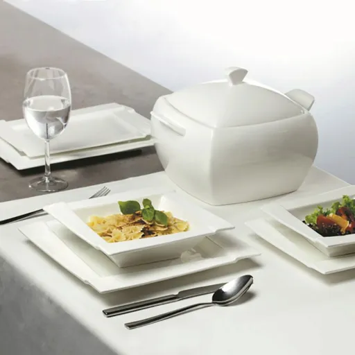 Serviciu masa 42 piese Kubiko, Ambition, portelan, alb