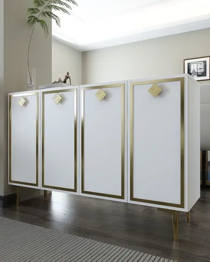 Consola, Hanah Home, 8159KM-1, 120x75x29.6 cm, PAL , Alb/Auriu