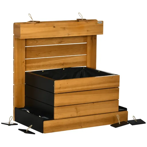 Outsunny Pat ridicat cu 4 cutii de plantare, sistem de auto-udare, căptușeală din material nețesut, rezistent la intemperii, 79,5 cm x 49,5 cm x 80 cm