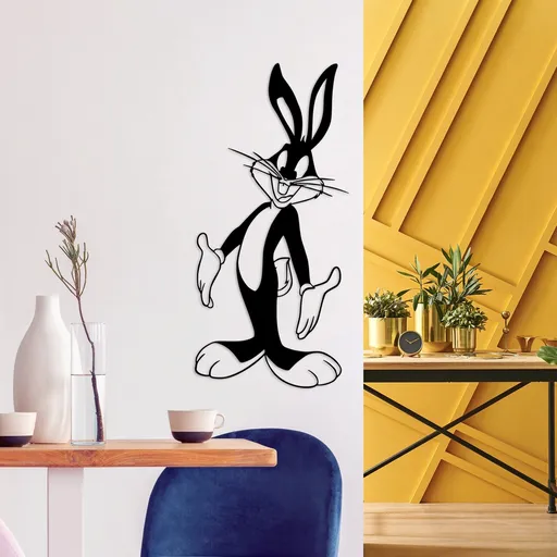 Decoratiune de perete, Bugs Bunny 1, Dimensiune: 33 x 70 cm, Negru