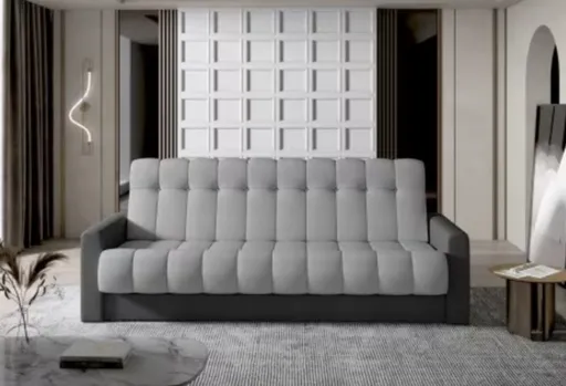 Canapea extensibila 3 locuri ELTAP, Garett, 212x85x90 cm, lemn/poliester, gri deschis/gri inchis