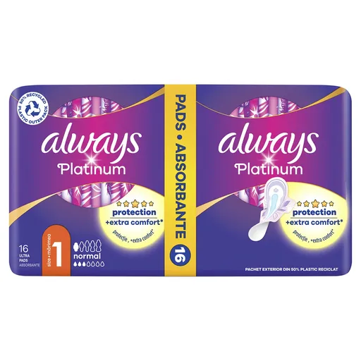 Always Absorbante igienice Ultra Platinum Normal Duo 16 bucăți