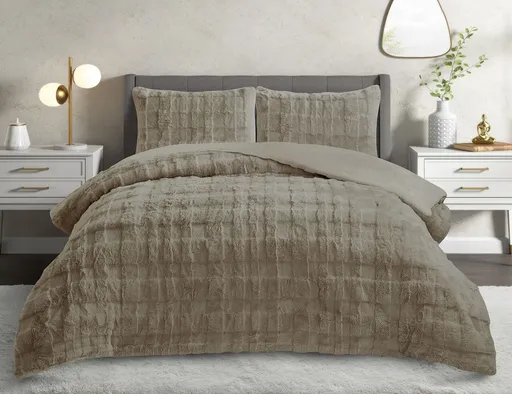 Set pilota dublu si perna, L'essentiel Maison, Rabbit, Poliester, Cappuccino