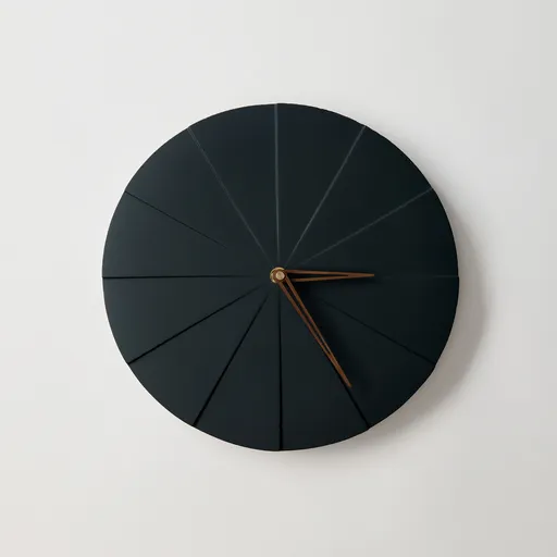 Ceas de perete ODLITO din beton, model Cake – grafit (negru) – 28,5 cm – ace maro