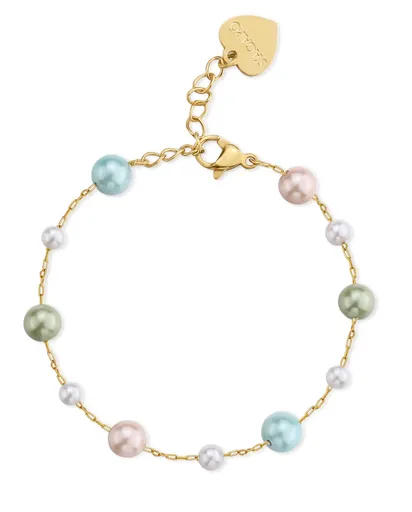 S'Agapõ Brățară jucăușă placată cu aur cu perle colorate Wisdom SWI18