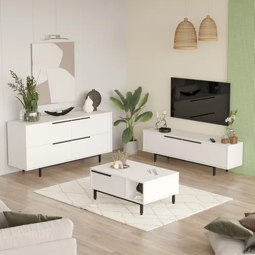 Set mobilier living, Hanah Home, ON20-W, Alb