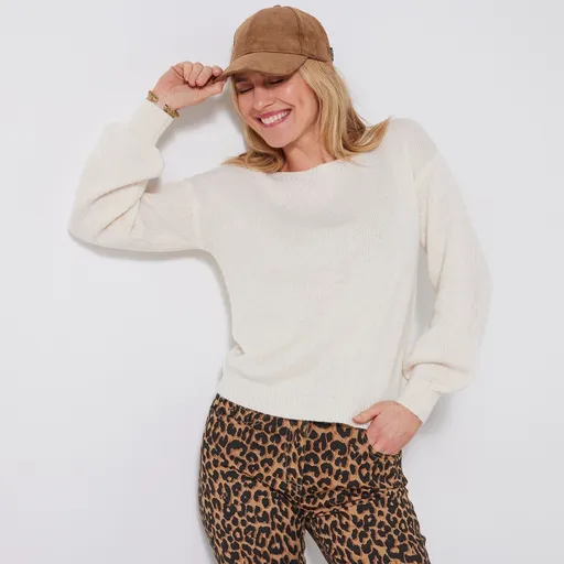 Pulover cu gât de barcă