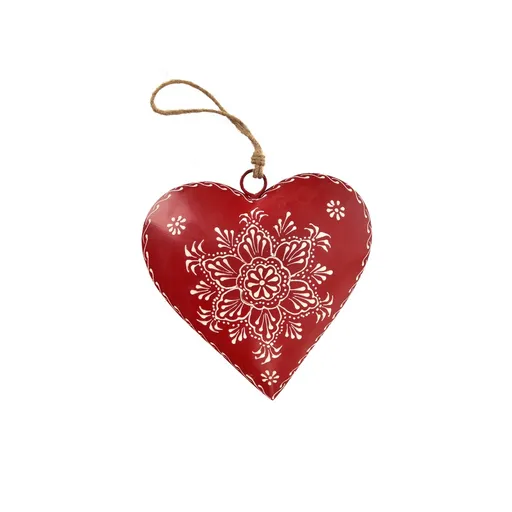 Inimă de tablă agățată InDecor Folk, 15 x 5 x 15cm, S