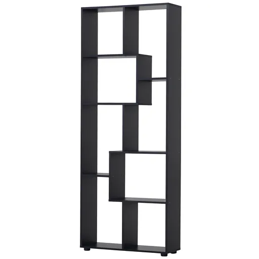 HOMCOM Bibliotecă cu rafturi Zig-zag Design Contemporan 70L x 24l x 178Î cm Panouri Particule negru | Aosom Romania