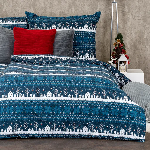 Lenjerie de pat 4Home Winter village, din bumbac, 160 x 200 cm, 70 x 80 cm