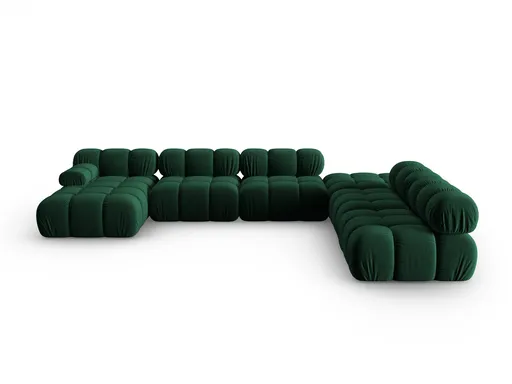 Coltar panoramic dreapta 7 locuri design modular, Bellis, Micadoni Home, BL, 376x282x70 cm, catifea, verde bottle