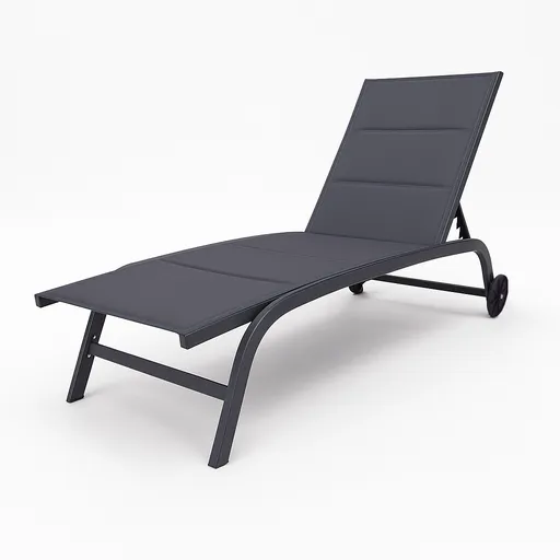 Șezlong de grădină cu roți 184 x 60 x 35 cm, gri închis