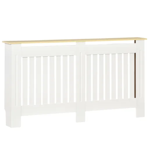 Mobilier Calorifer din PAL cu aspect de Lemn si MDF, Panouri sub forma de Lamele si Raft Superior, 152x19x83cm, Alb HOMCOM | Aosom RO