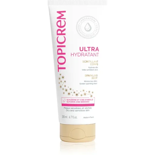 Topicrem UH BODY Ultra-Moisturizing Sparkling Body lapte de corp intens hidratant cu particule stralucitoare 200 ml