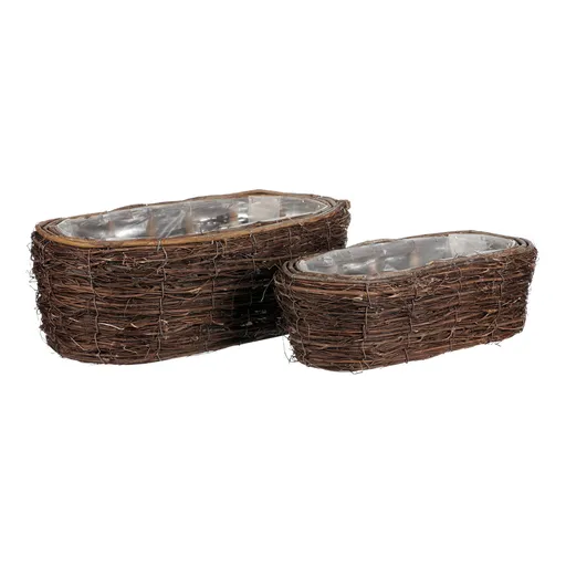 Set cutii împletite din vița de vie, ovale, 2 buc.  2 dimensiuni, 38 x 20 x 14 cm