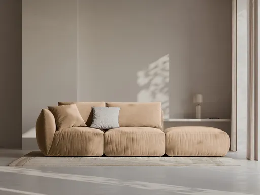 Canapea modulara 3 locuri cotiera dreapta, Chris-184, Micadoni Home, 315x100x80 cm, catifea, bej sand