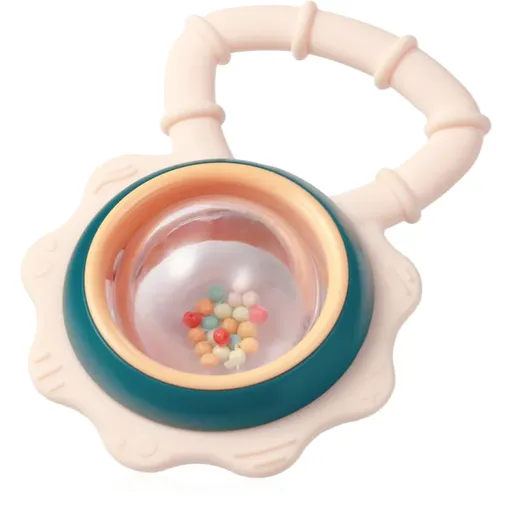 BabyOno Rattle With Teether 3m+ jucărie pentru dentiție cu zornăitoare Flower 1 buc