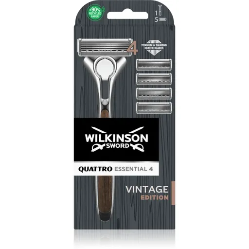 Wilkinson Sword Quattro Essentials 4 Vintage Aparat de ras + rezervă lame 5 pc