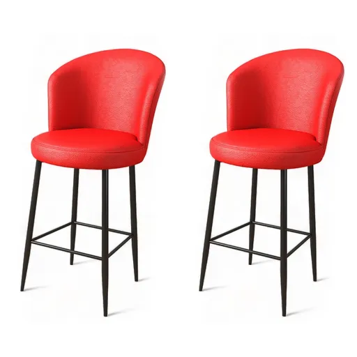 Set scaun de bar (2 bucăți), Hanah Home, Uras, Roșu/Negru