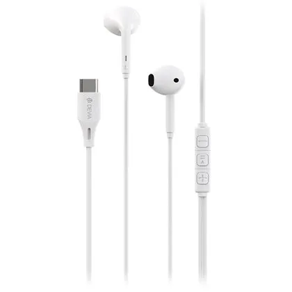 Casca stereo 1.2M cu mufa tip c - alb Devia BRA014025