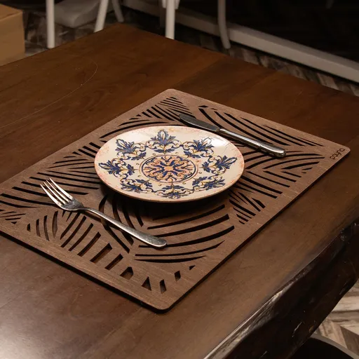 Set de covorașe de masă din lemn, Hermia, 790PYN1171, Dimensiune: 33 x 45 cm (6 bucăți), Wenge