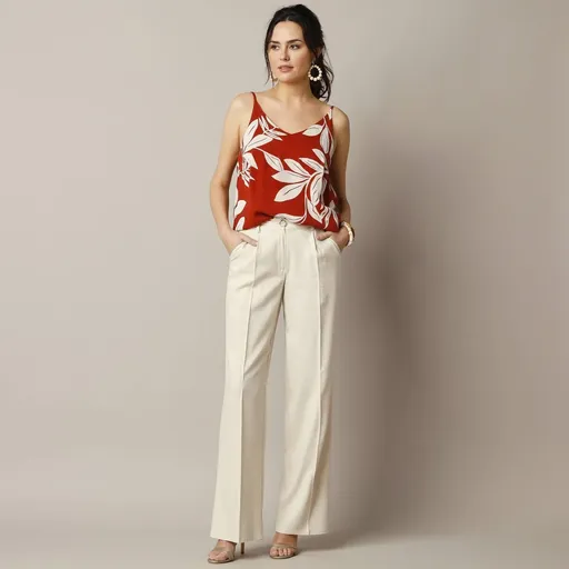 Pantaloni largi, aerisiți, din amestec de in