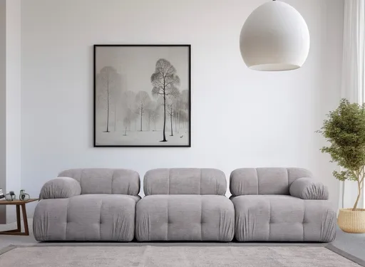 Canapea 3 locuri, Atelier del Sofa, 560ARE1557, Lemn de fag / PAL, Gri deschis