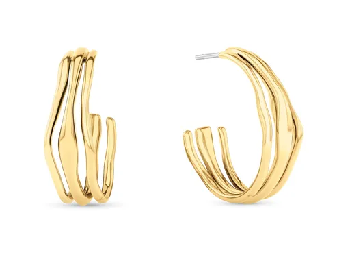 Calvin Klein Cercei semicirculari din oțel placați cu aur CK Wavy 35000721