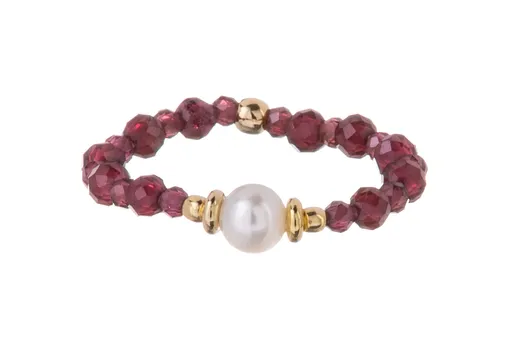 Alisia Inel rafinat cu mărgele, cu perlă naturală și granat AL5185.01.029.D 57 mm