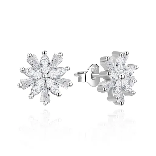 Agato Cercei din argint Fulgi de nea cu zirconi AGT-E009PW