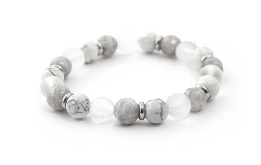 Agato Brățară cu mărgele din howlit, jad și cristal MINK124 / 18
