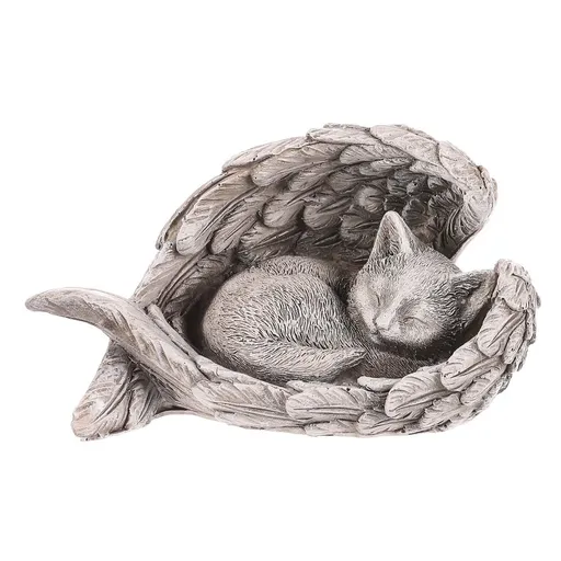 Decorațiune comemorativă Pisică în aripi,poliresină, gri, 13 x 7 x 8 cm