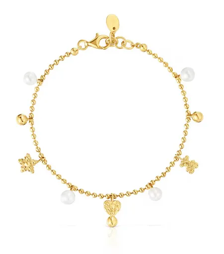 Tous Brățară sferică placată cu aur cu perle și pandantive Grain 1004104300