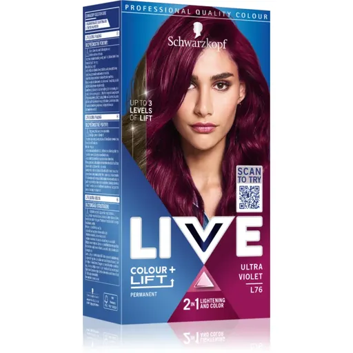 Schwarzkopf LIVE Colour + Lift Culoare permanenta pentru par culoare L76 Ultra Violet 1 buc