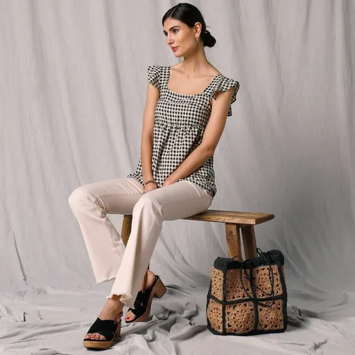 Blugi bootcut cu franjuri și talie înaltă