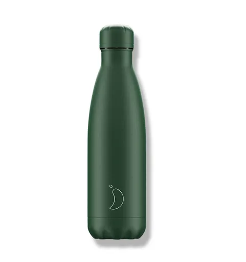 Sticlă termos Chilly's Bottles - verde mat 500ml, ediția Original