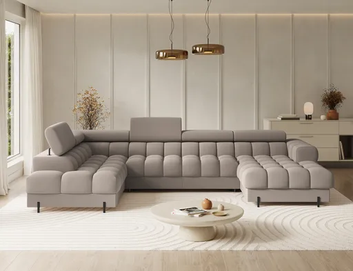 Coltar extensibil stanga 3 locuri ELTAP, LT-18SO, Feraria, 358x202x93 cm, lemn/poliester, bej